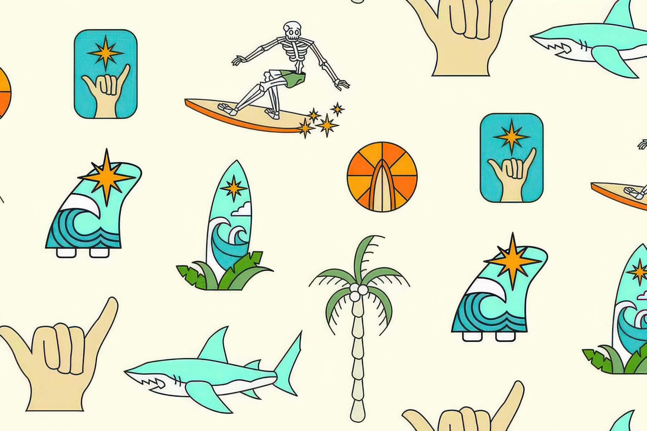 Vintage Surfing Illustration