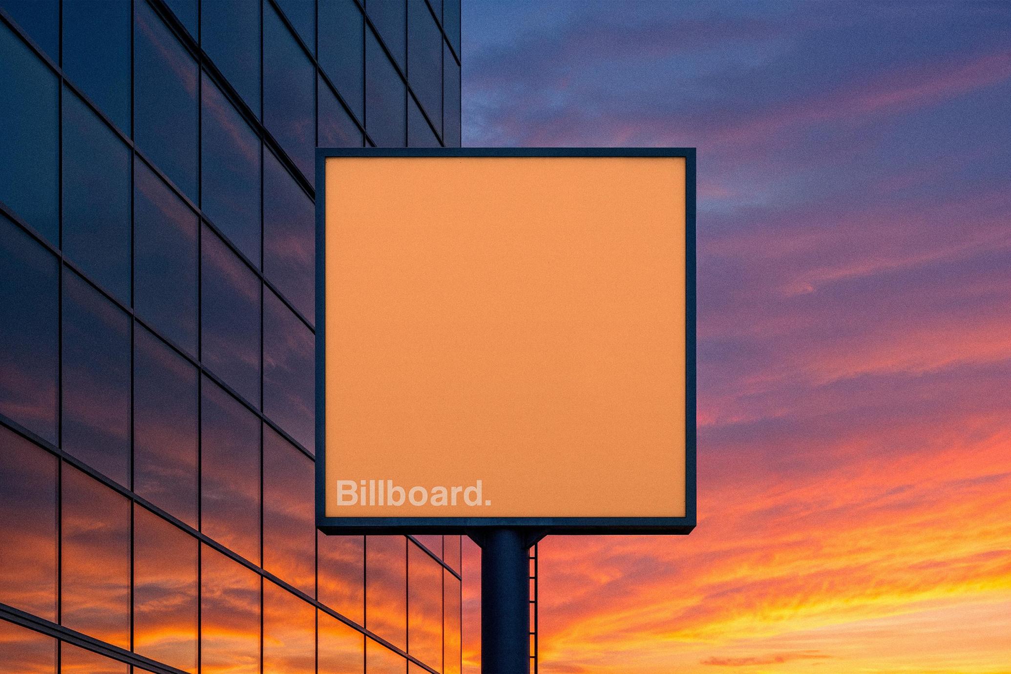 Square Billboard at Sunset Mockup
