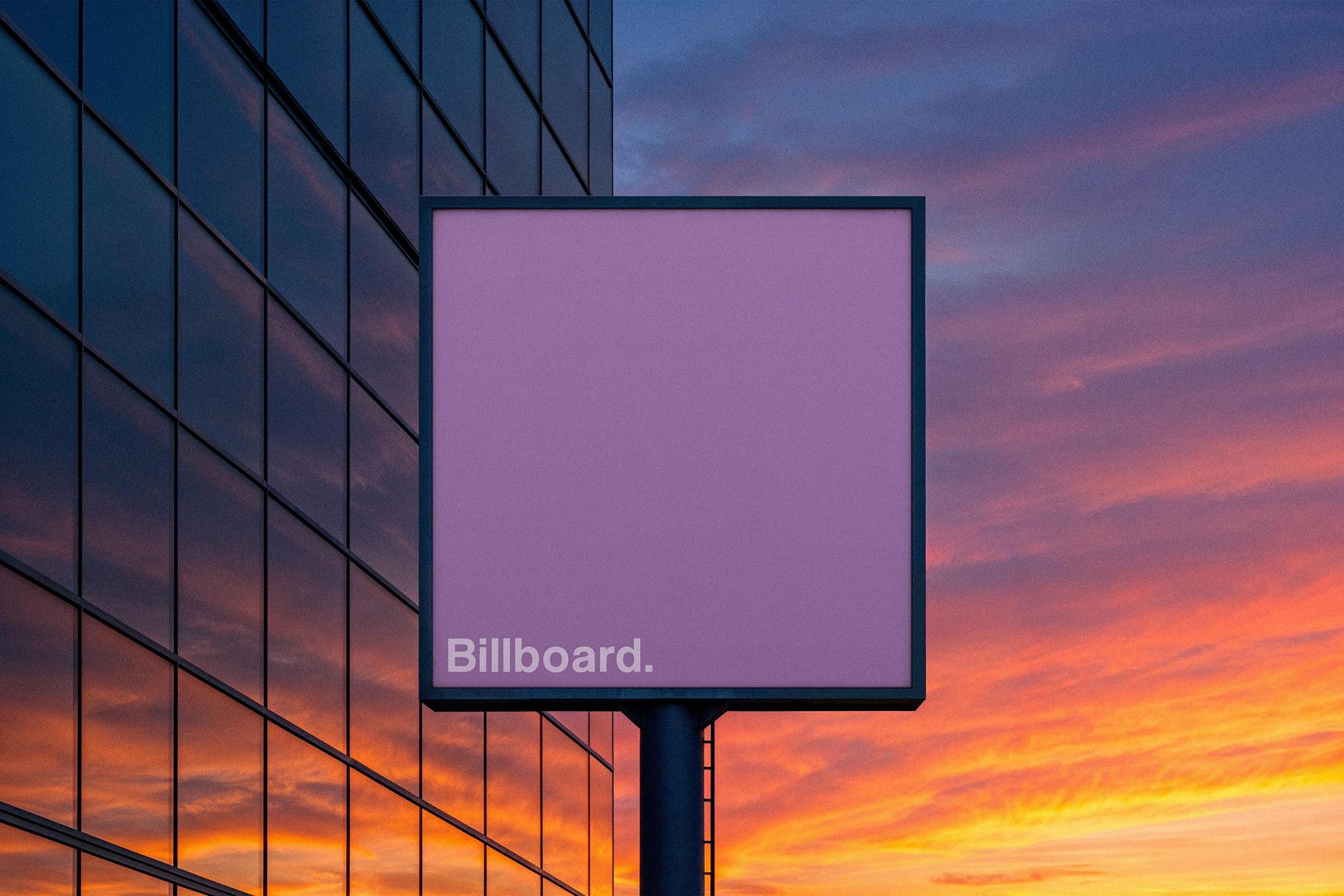 Square Billboard at Sunset Mockup