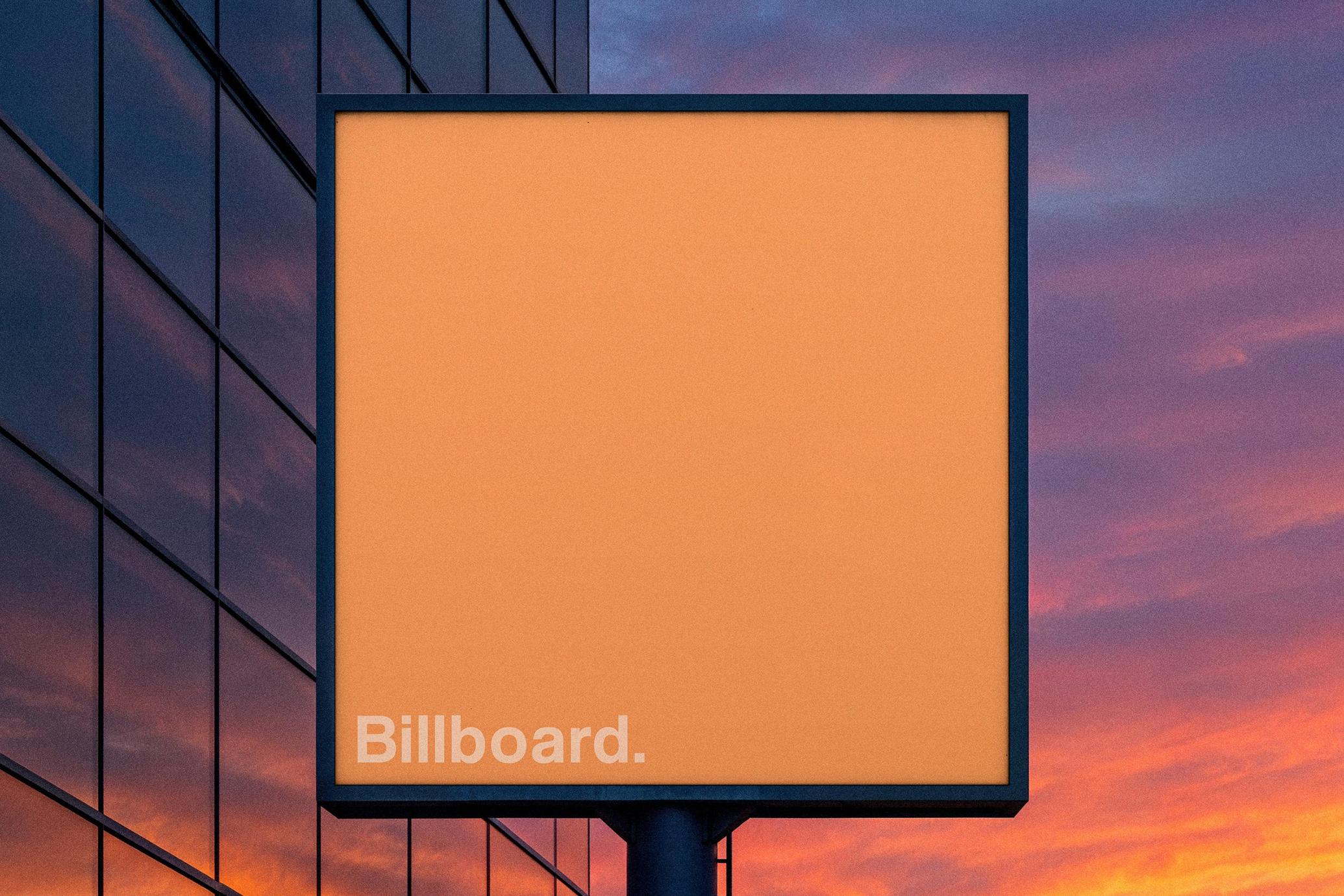 Square Billboard at Sunset Mockup