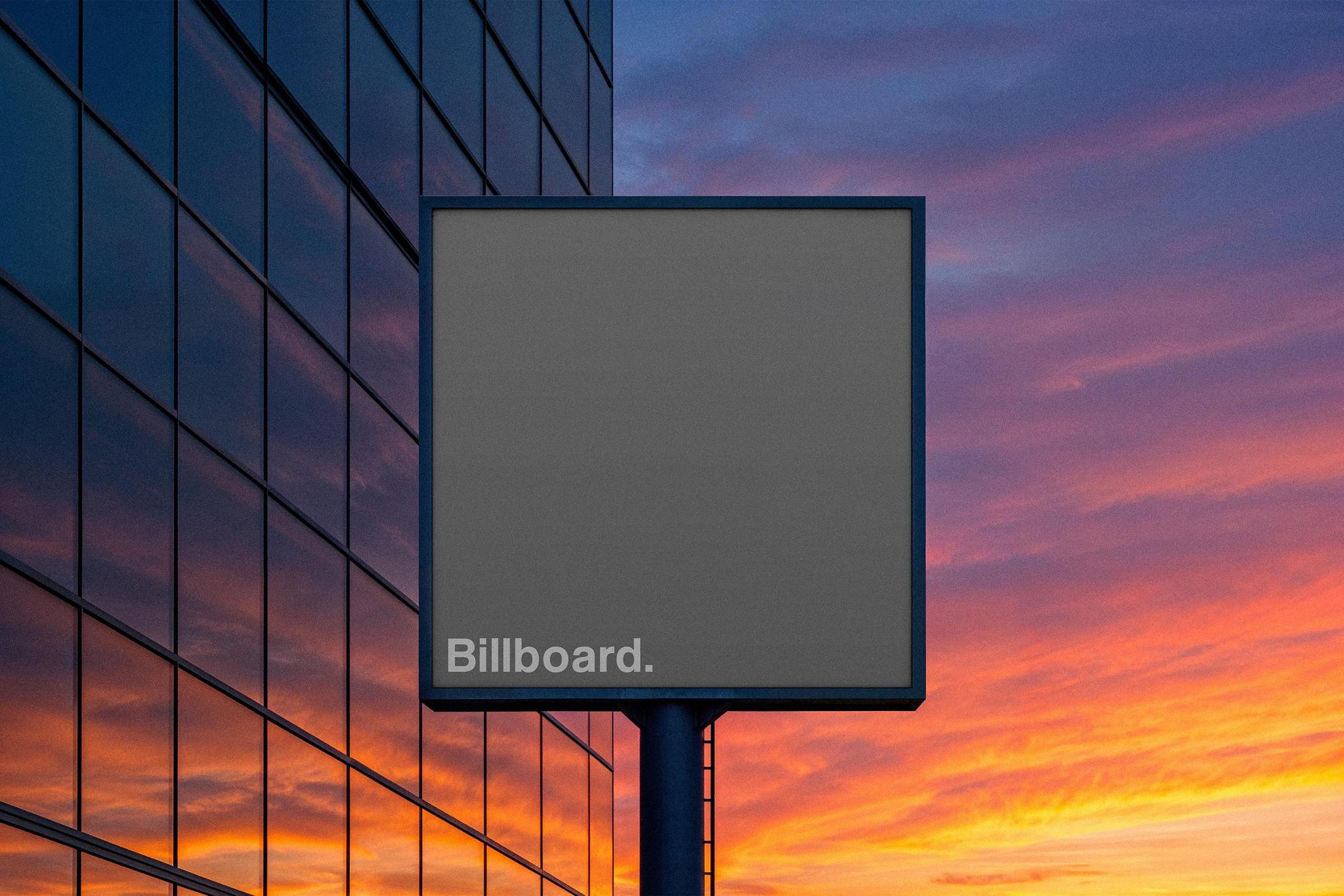 Square Billboard at Sunset Mockup