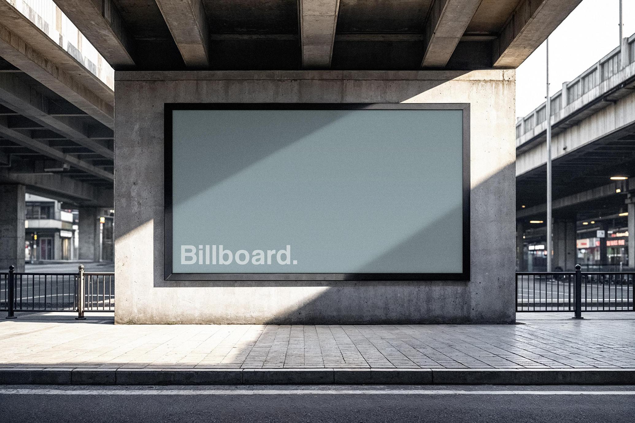 Outdoor Billboard Mockup with Shadow