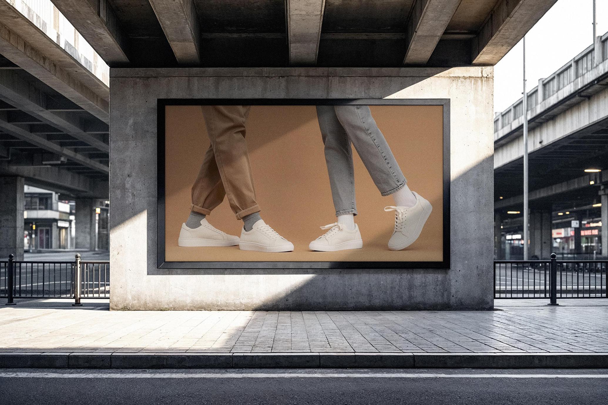 Outdoor Billboard Mockup with Shadow