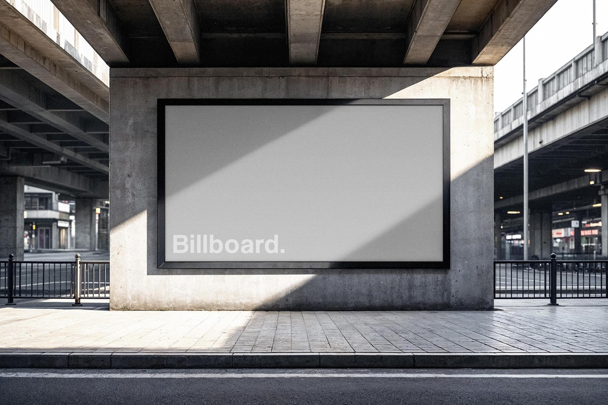 Outdoor Billboard Mockup with Shadow