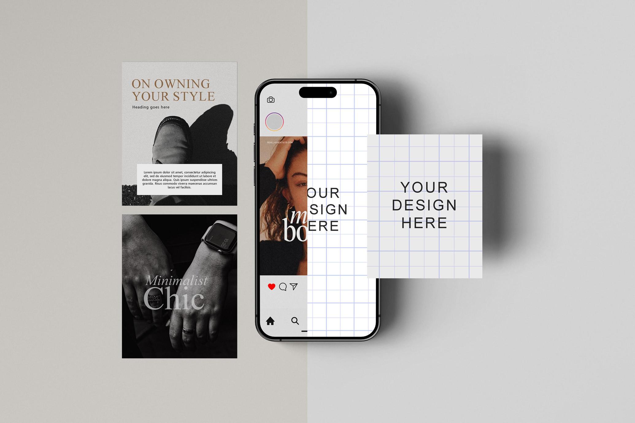 iPhone Display & Card Layout Mockup