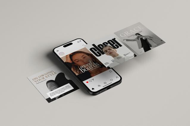 Perspective iPhone & Instagram Posts Mockup