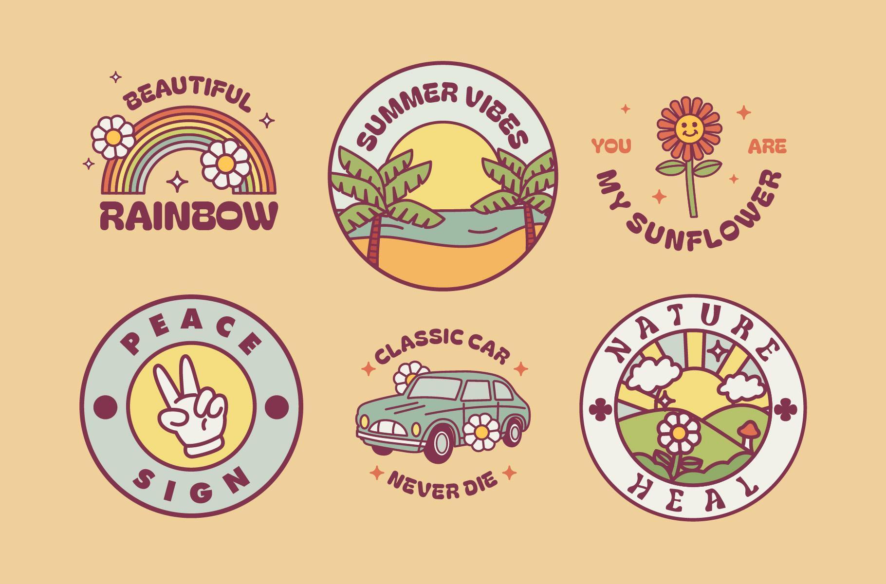 Hippies Retro Illustrations