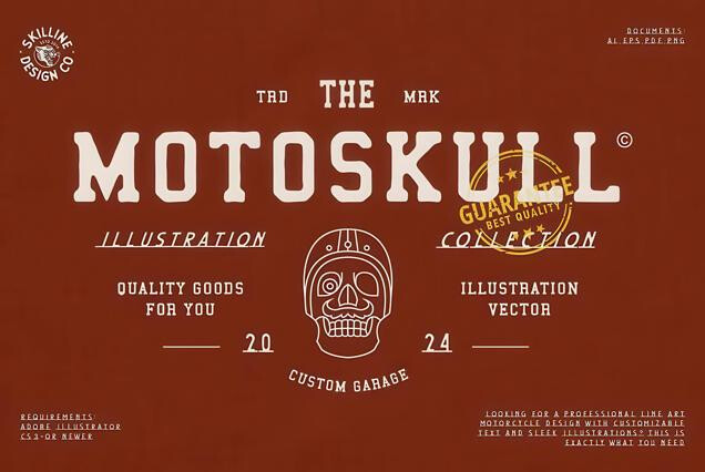 Vintage Motorcycle Line Illustration