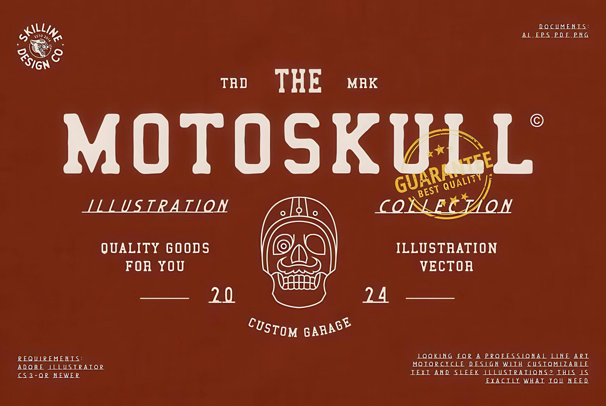 Vintage Motorcycle Line Illustration