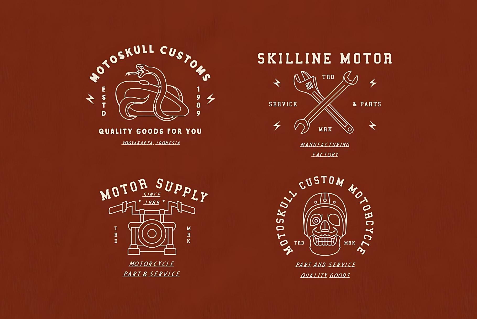Vintage Motorcycle Line Illustration