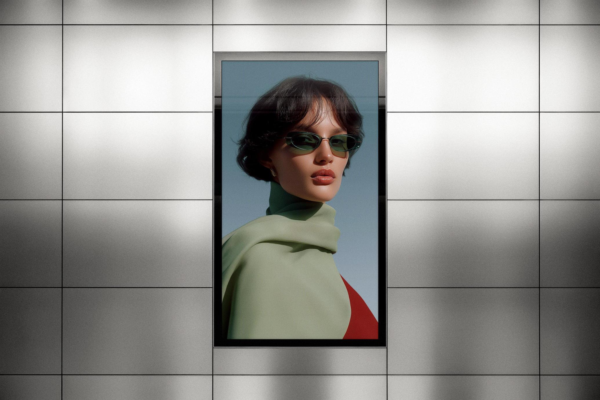 Vertical Metal Panels Screen Mockup