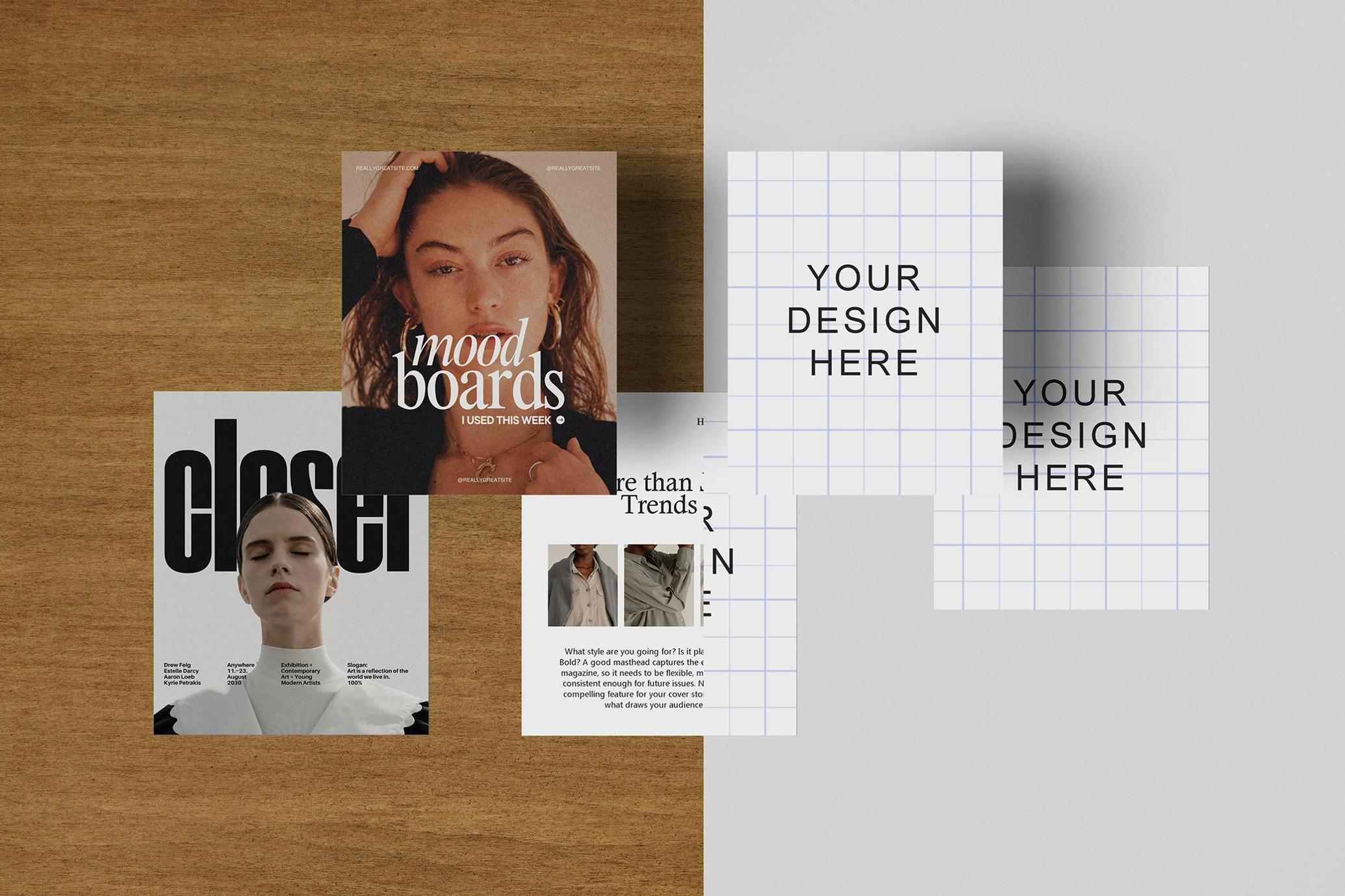 Editorial Post Card Mockup on Wood