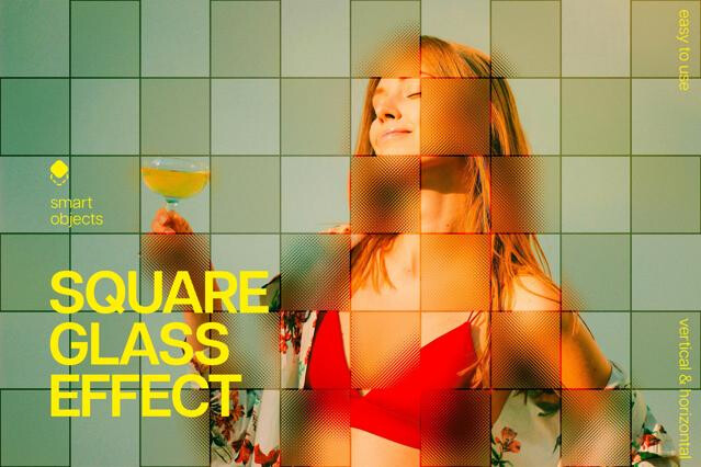 Square Glass Tile Photo Effect