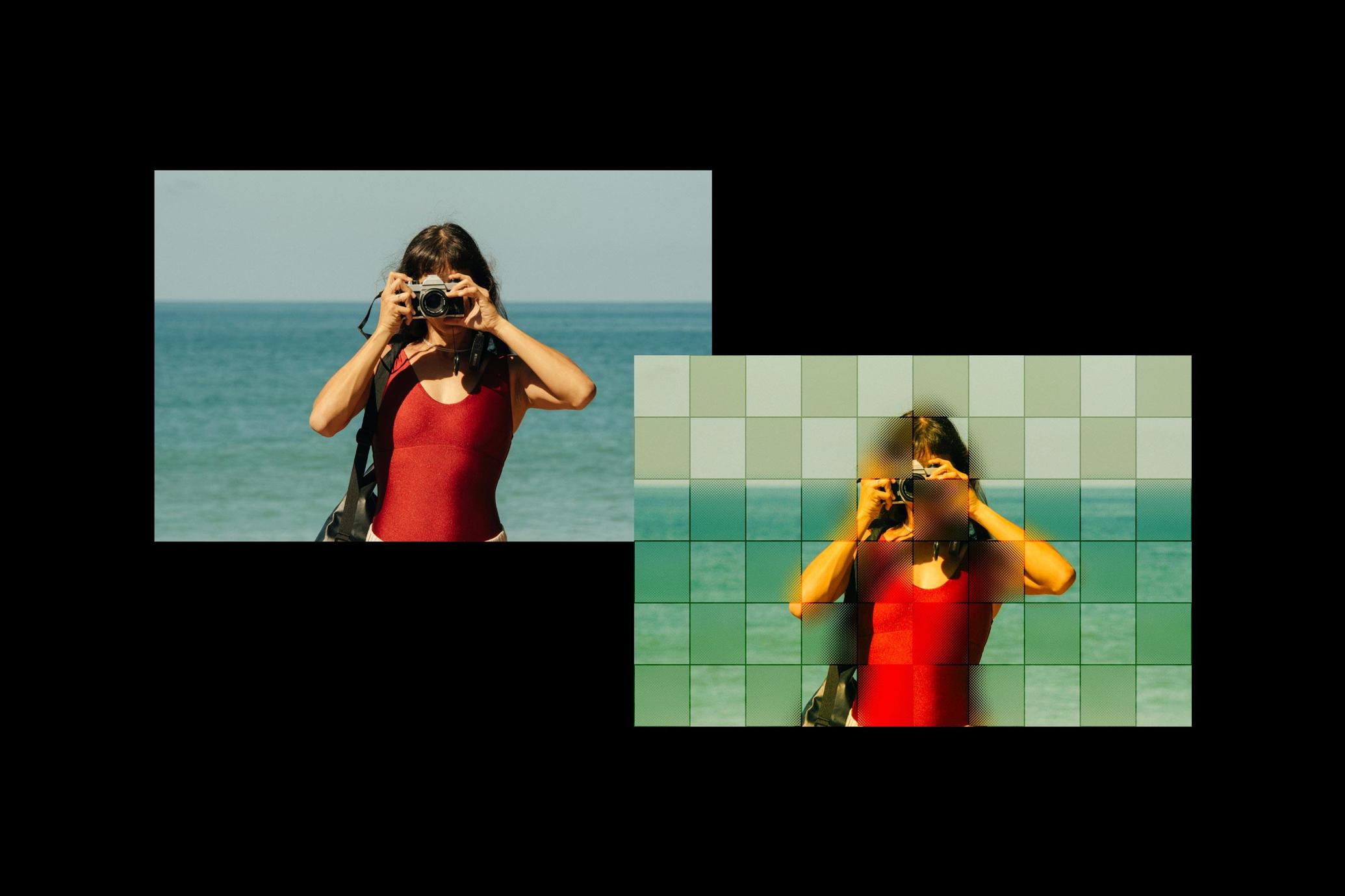 Square Glass Tile Photo Effect