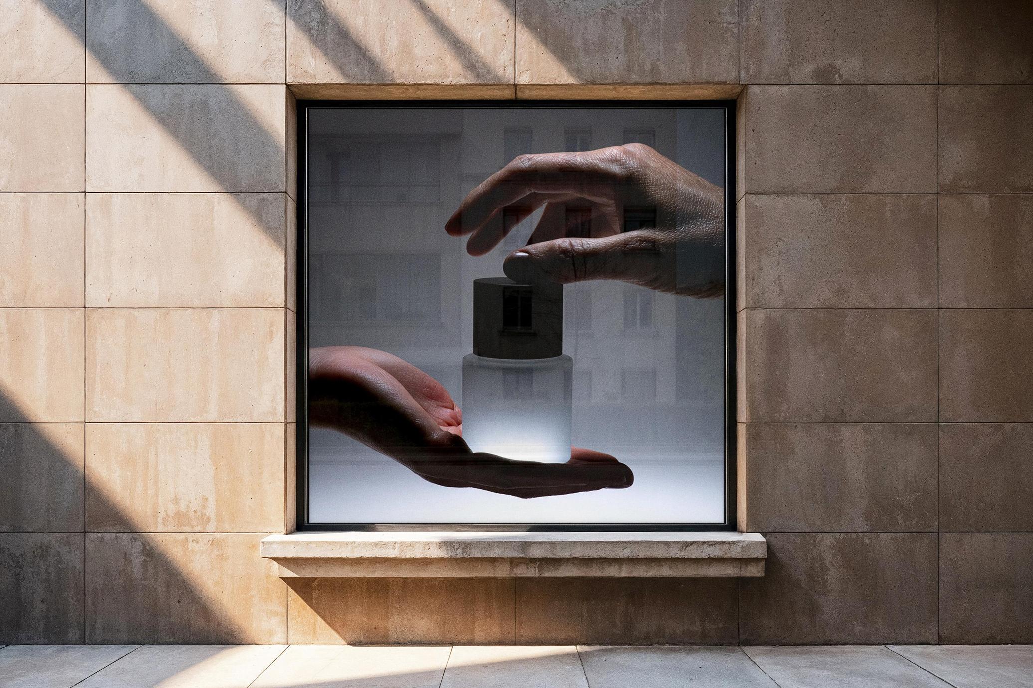 Square Window Sticker Mockup