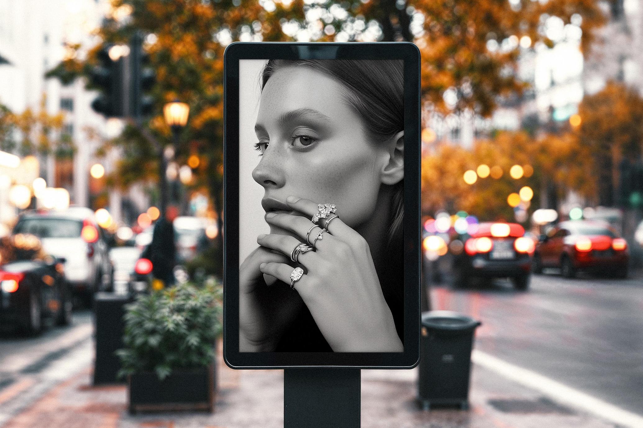 Outdoor Vertical Billboard Mockup