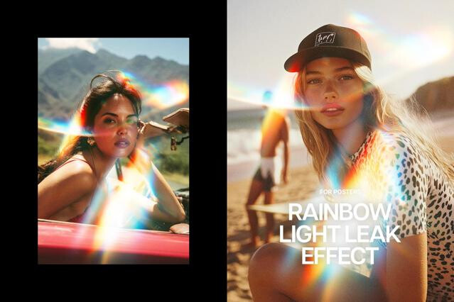 Vertical Rainbow Light Leak Effect