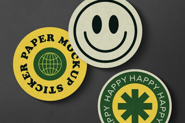 Round Paper Stickers Mockups