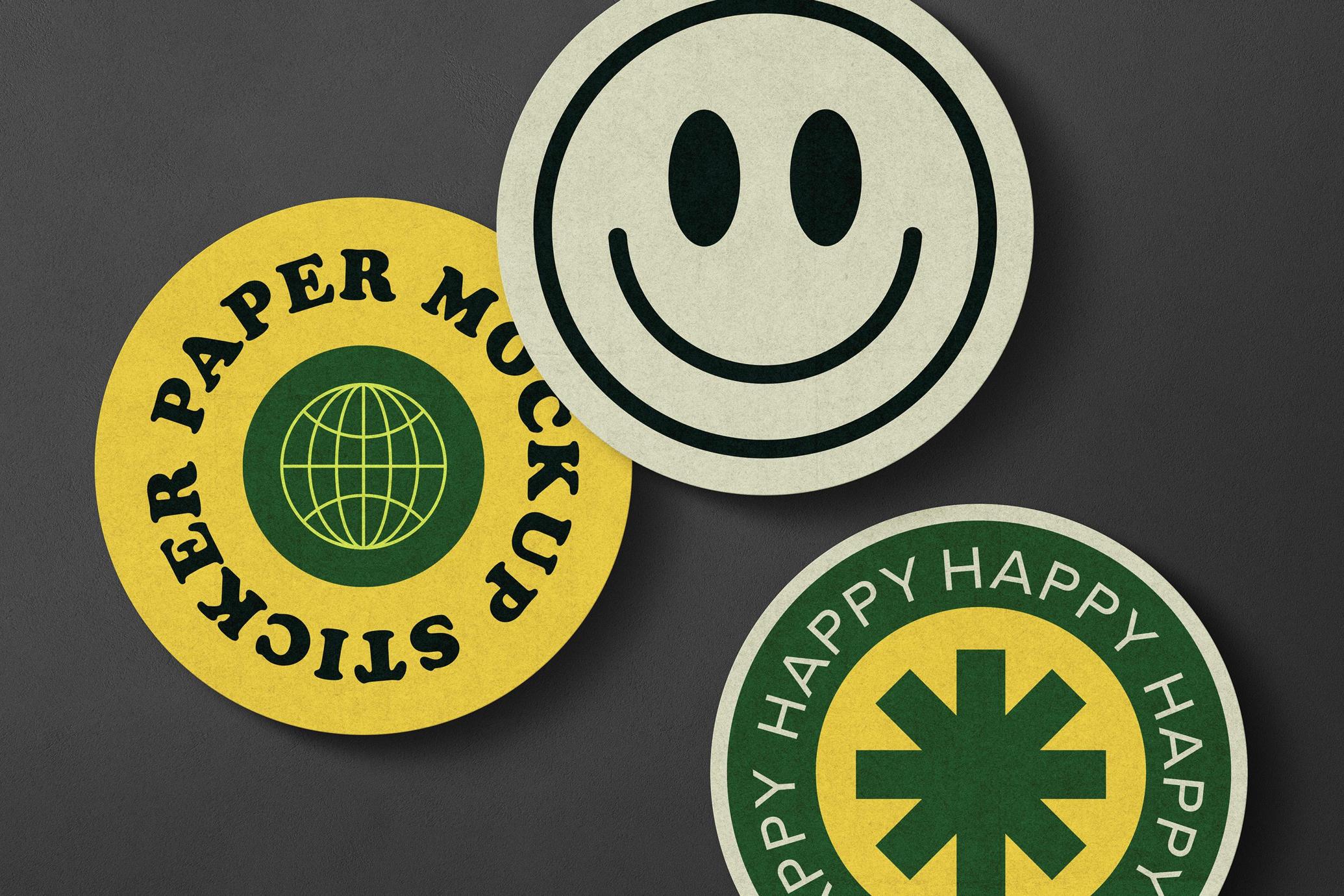 Round Paper Stickers Mockups