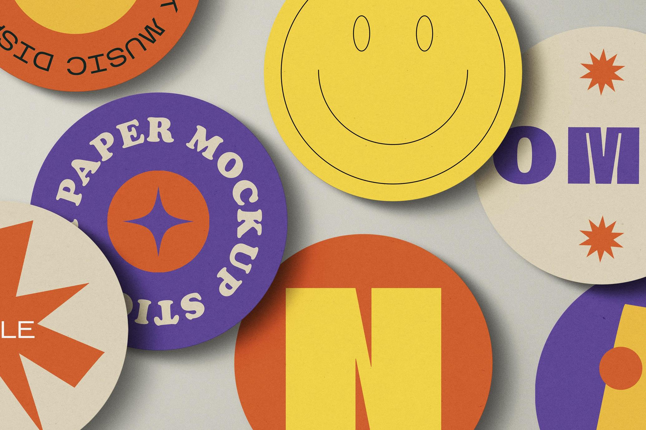 Round Paper Stickers Mockups