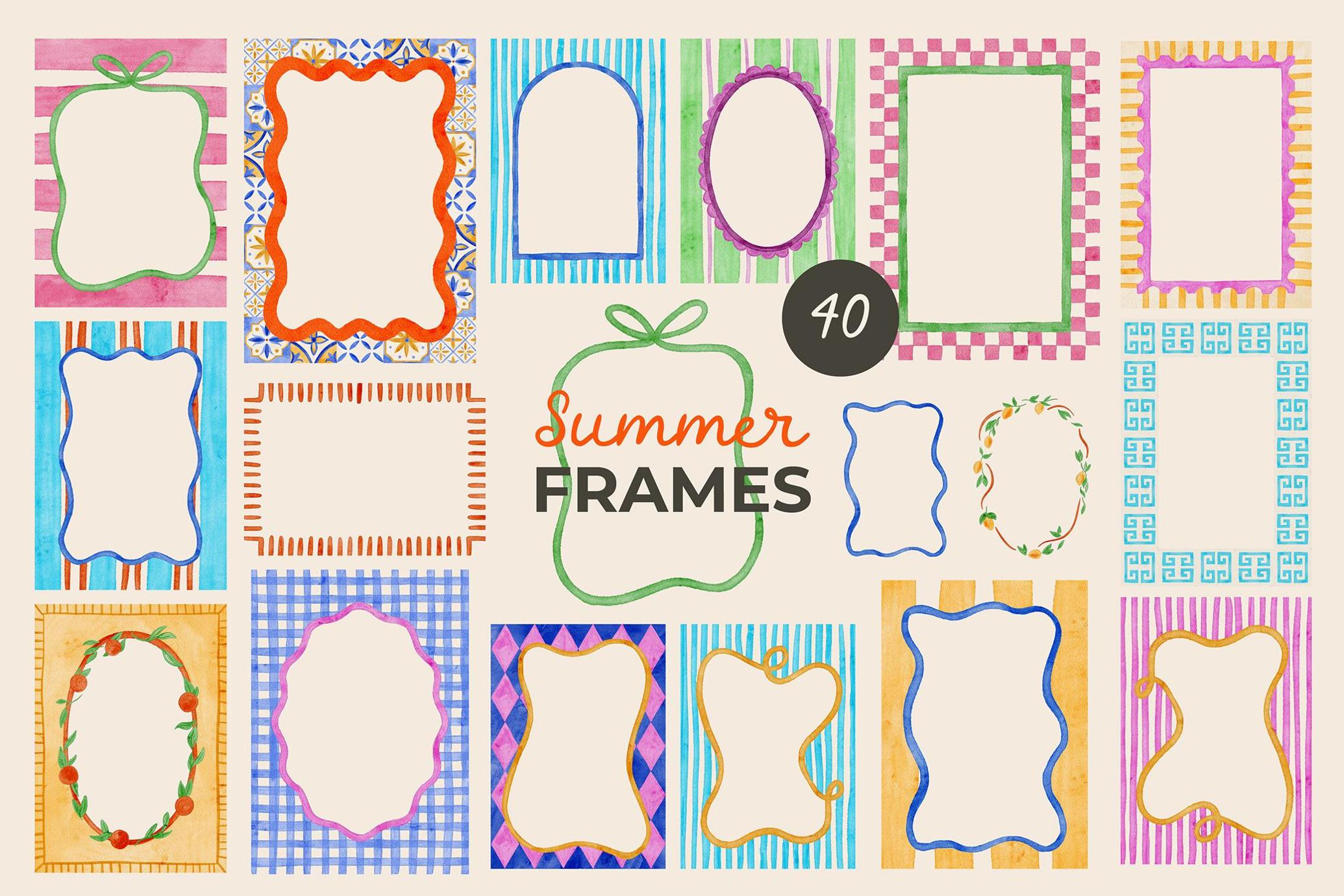 Summer Watercolor Frames