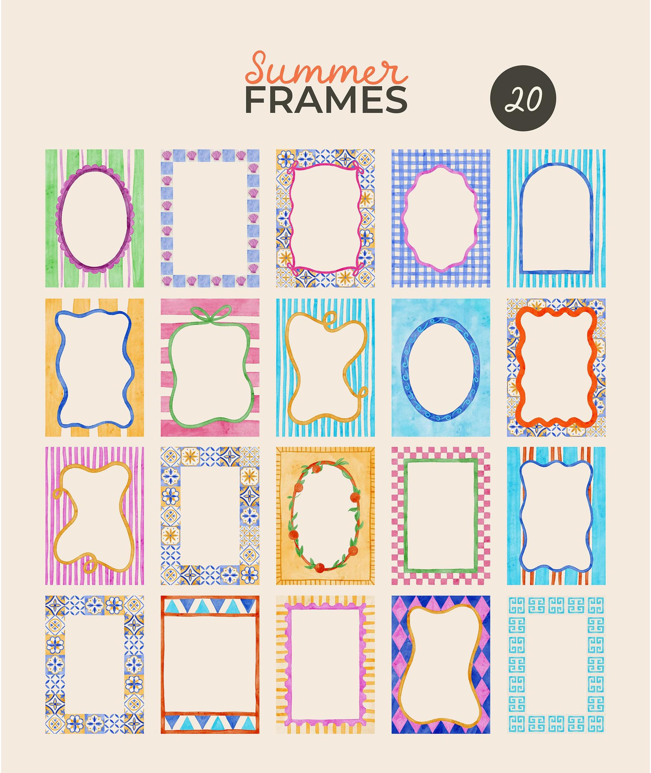 Summer Watercolor Frames