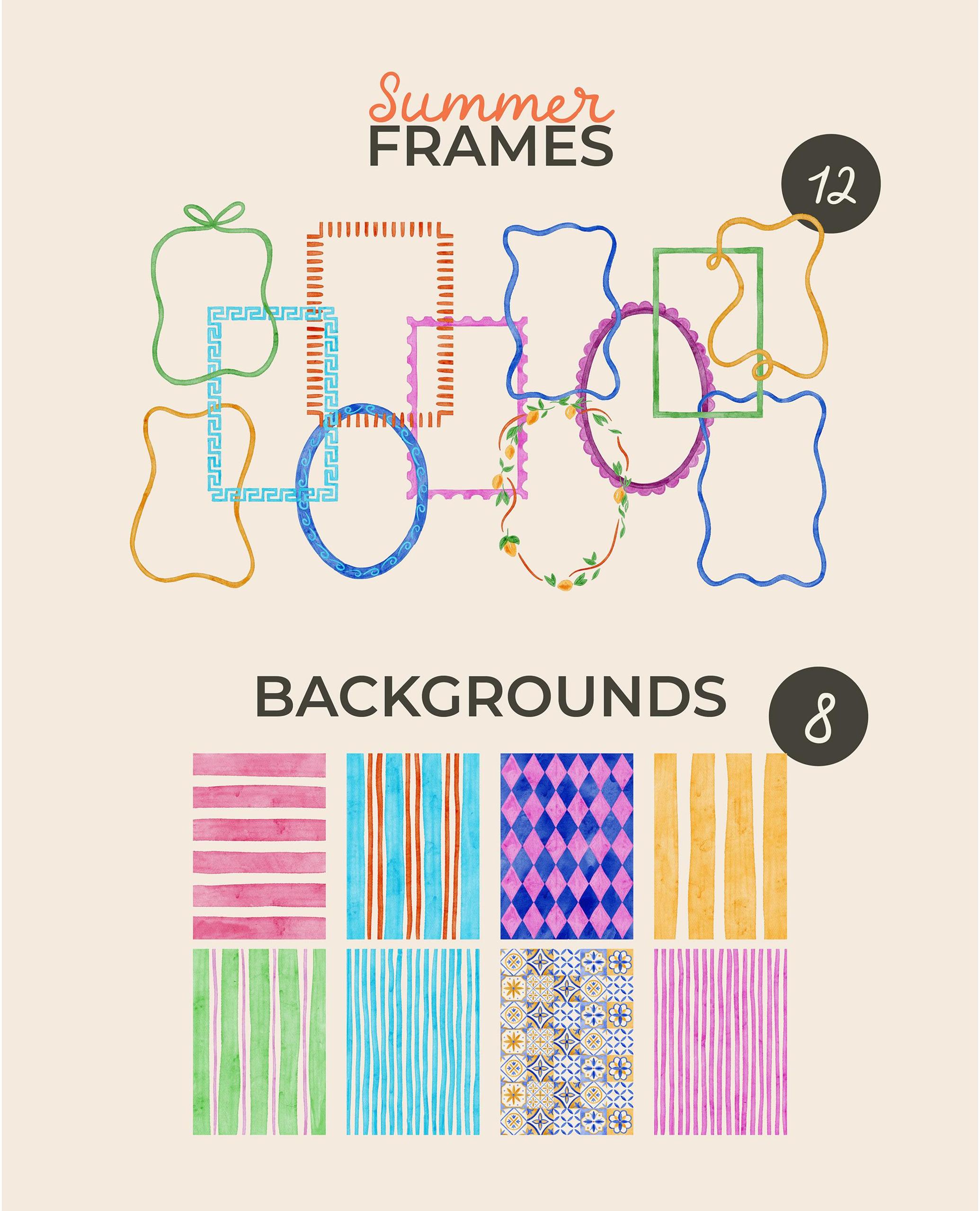 Summer Watercolor Frames