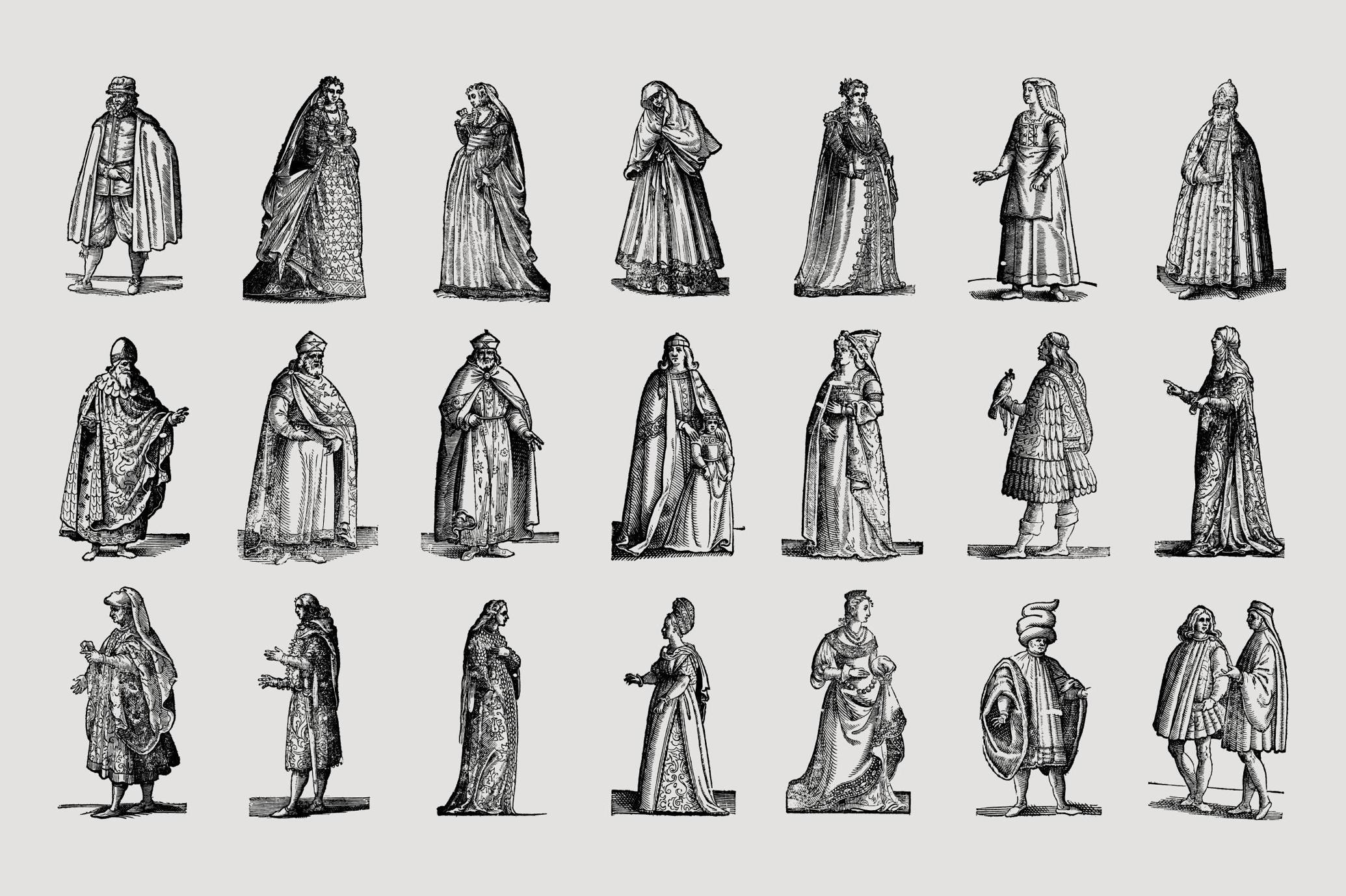 History of Fashion - Vector Illustrations