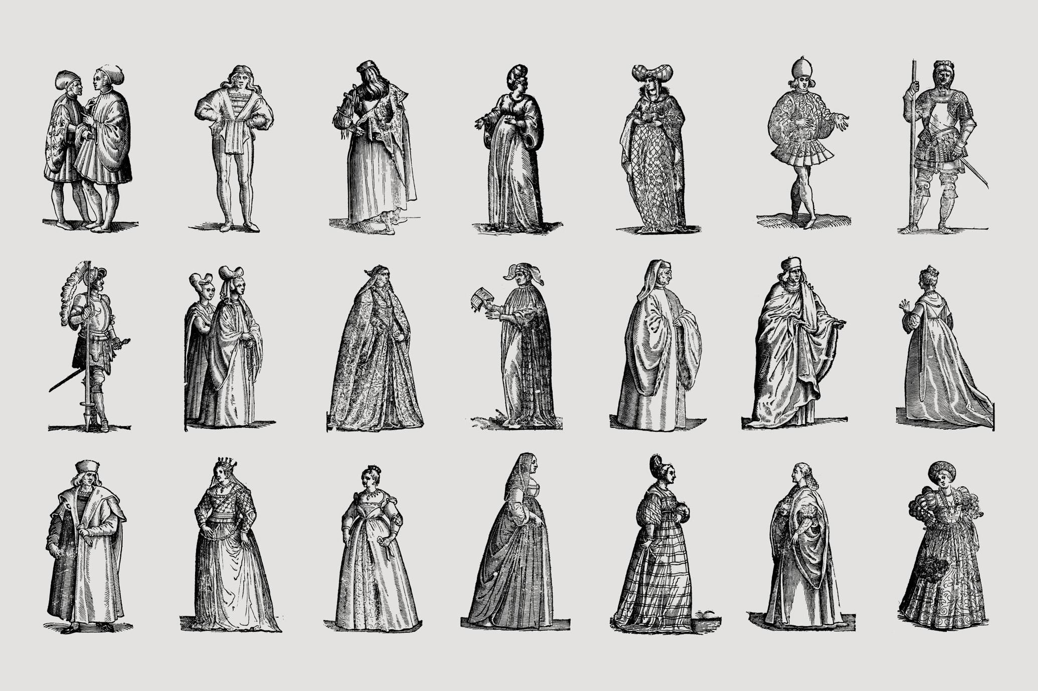 History of Fashion - Vector Illustrations