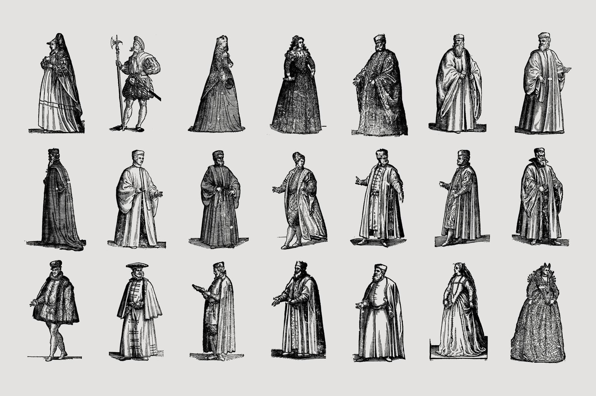 History of Fashion - Vector Illustrations