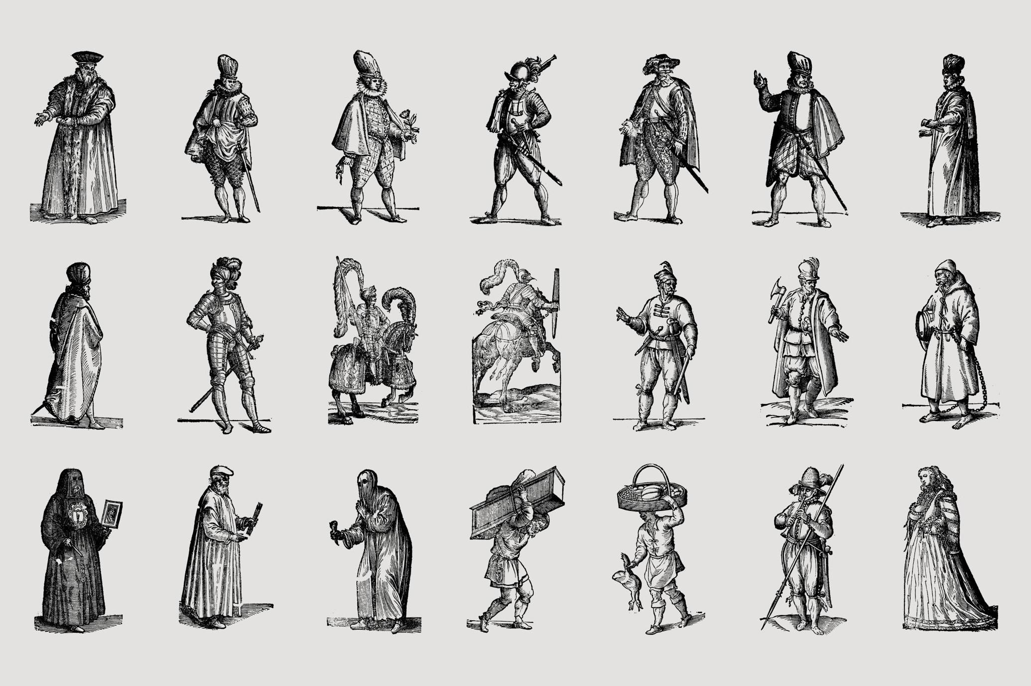 History of Fashion - Vector Illustrations