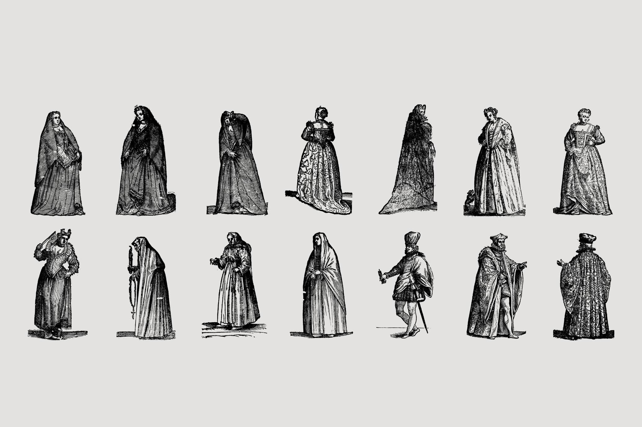 History of Fashion - Vector Illustrations