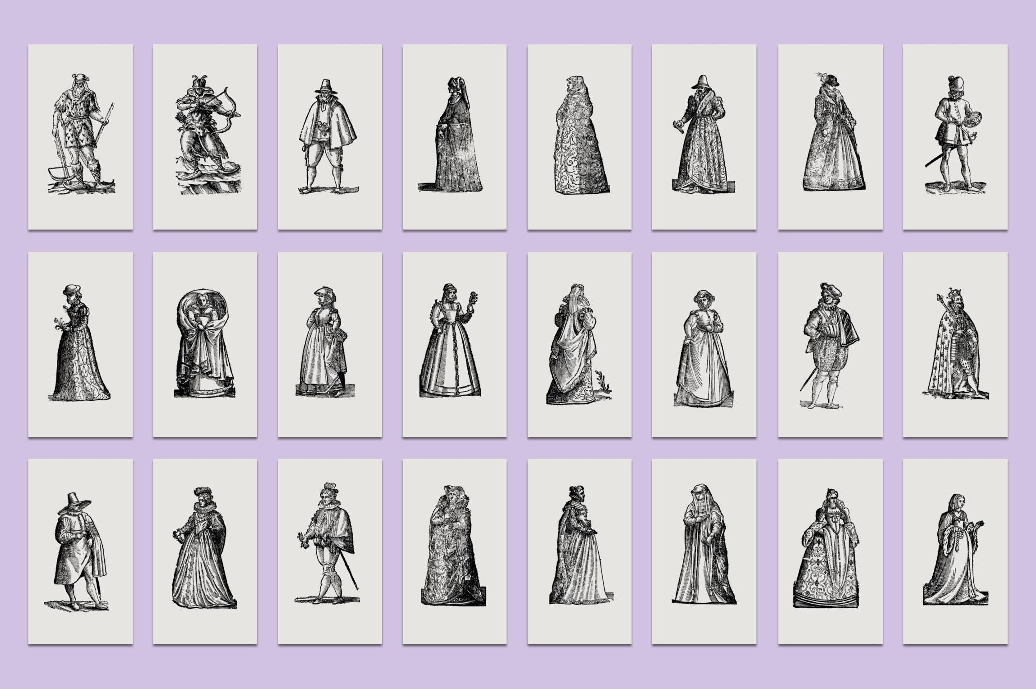 History of Fashion - Vector Illustrations