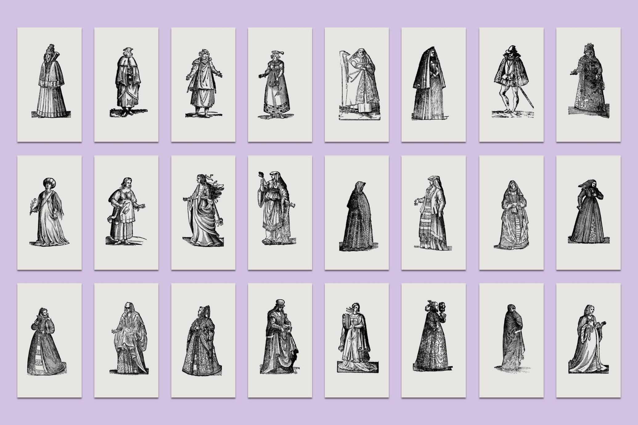History of Fashion - Vector Illustrations