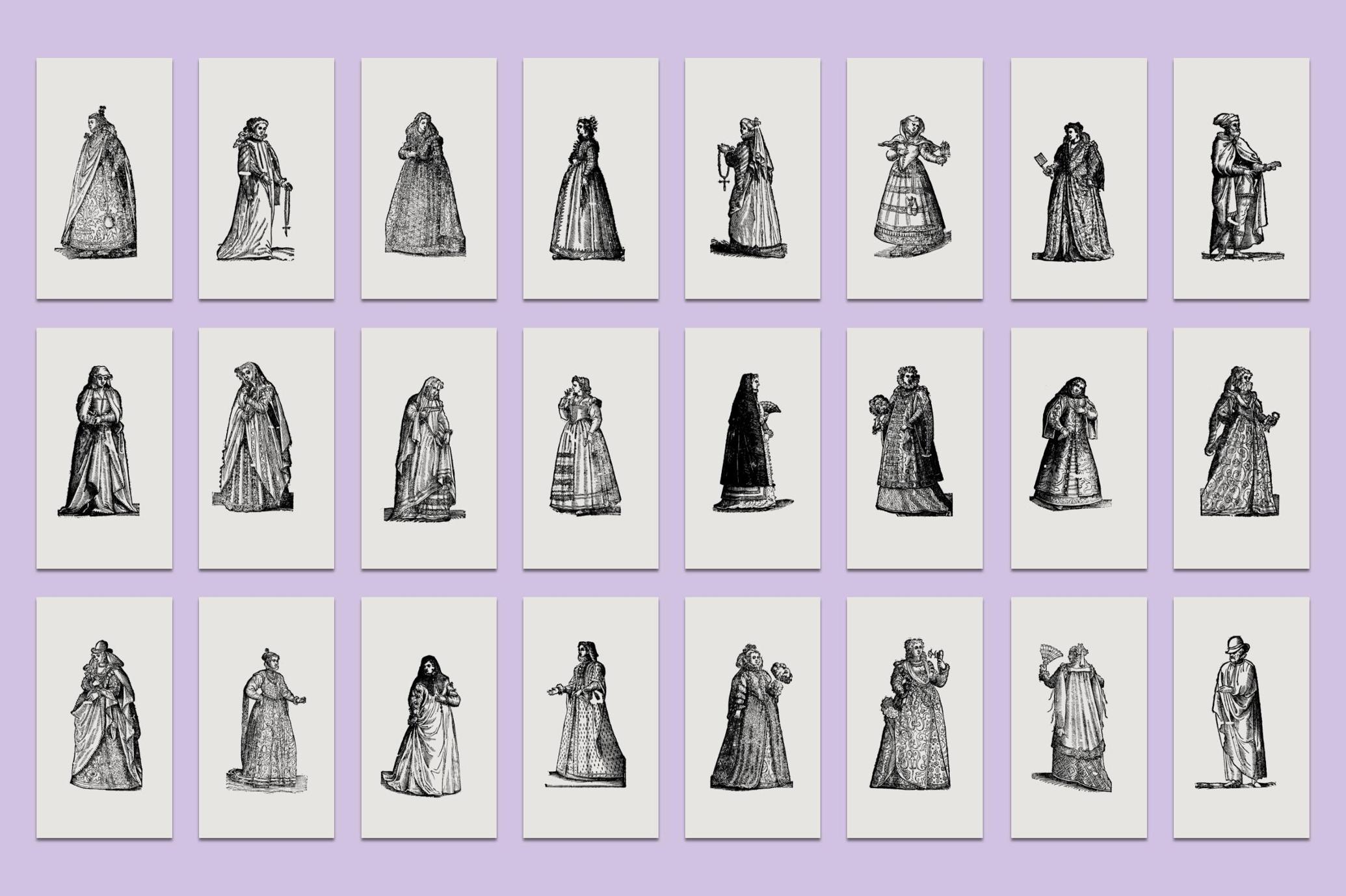 History of Fashion - Vector Illustrations