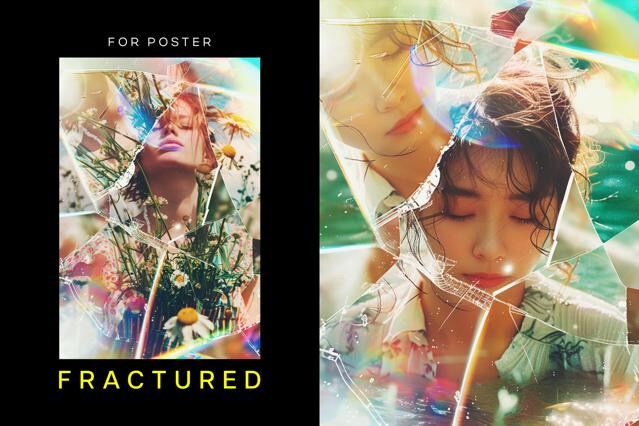 Fractured Glass Pieces Poster Effect