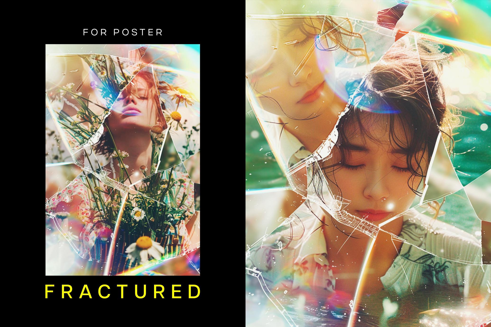 Fractured Glass Pieces Poster Effect