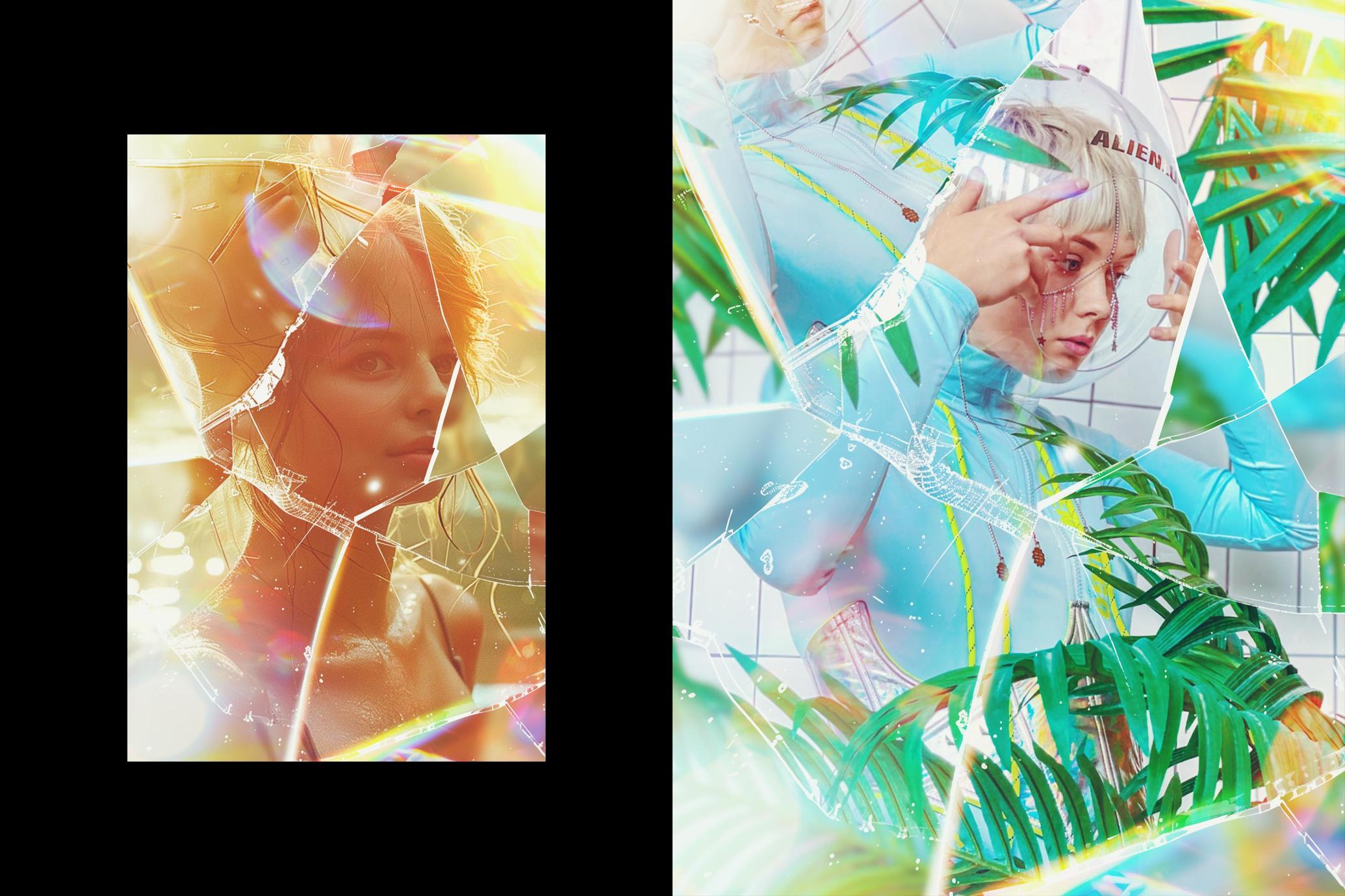 Fractured Glass Pieces Poster Effect