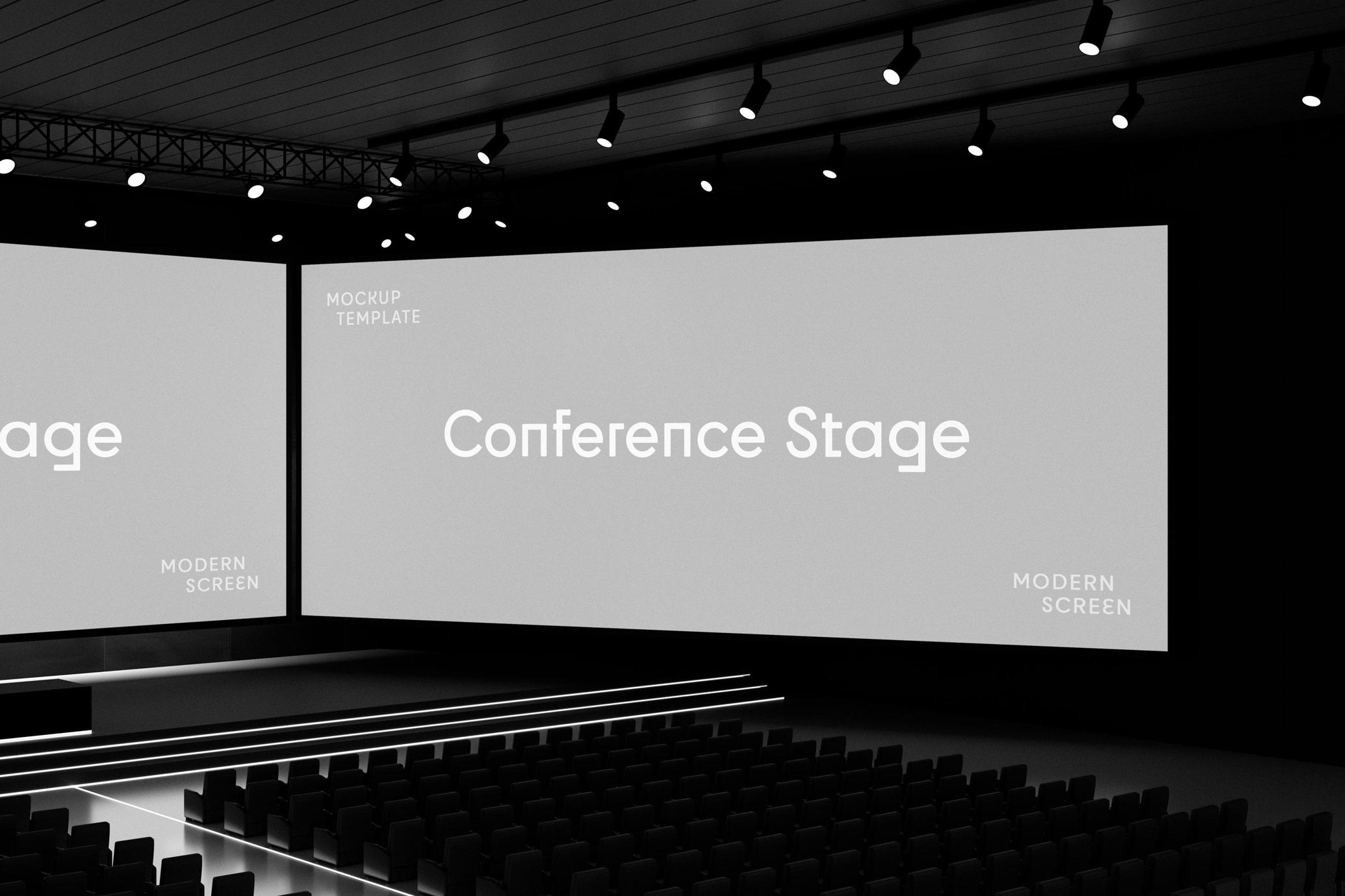 Monochrome Stage Screen Mockup – Side Angle