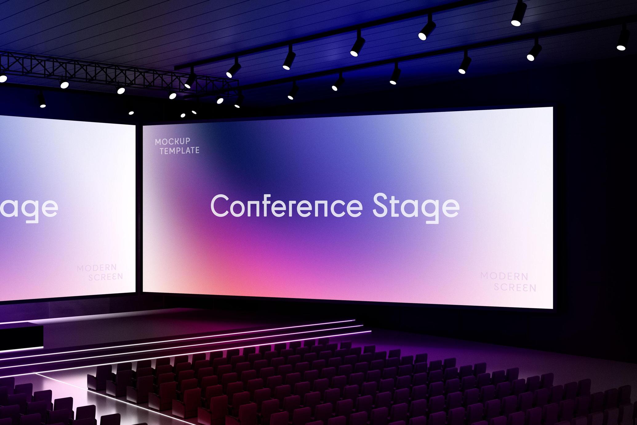Monochrome Stage Screen Mockup – Side Angle