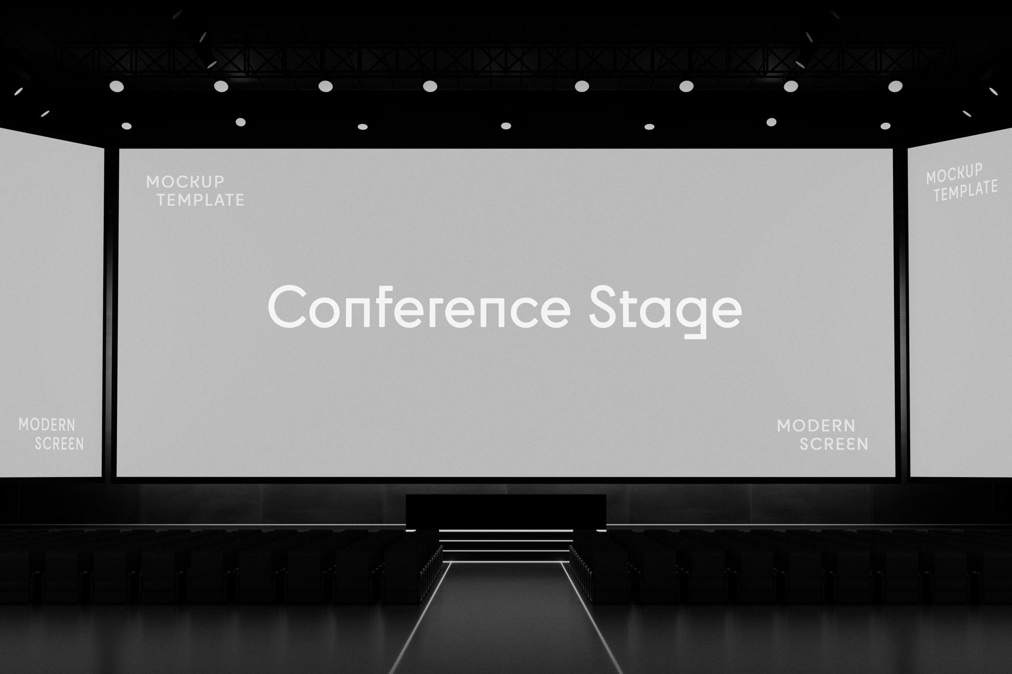 Conference Stage Screen Mockup – Center View