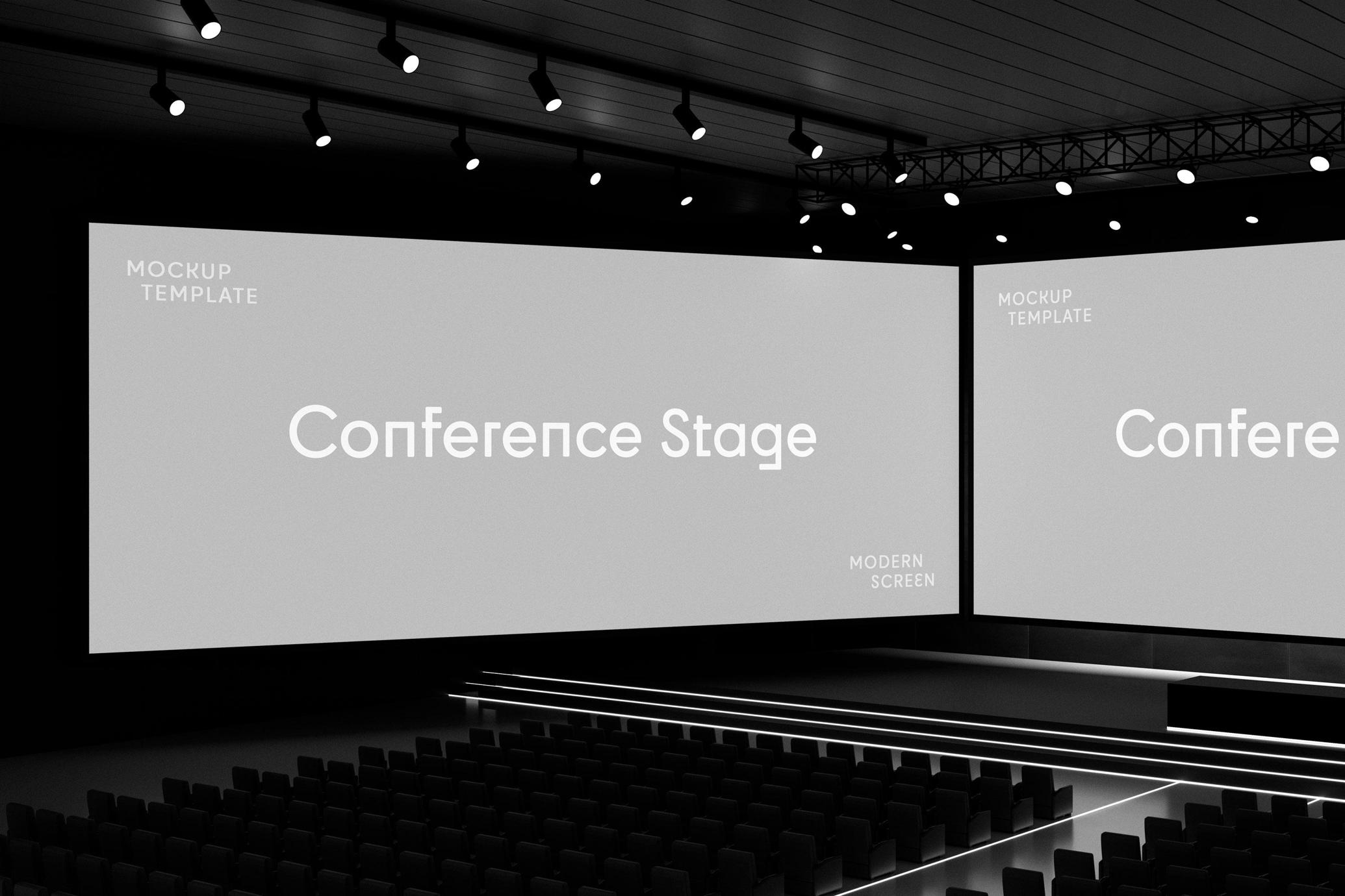 Conference Stage Screen Mockup – Side Angle