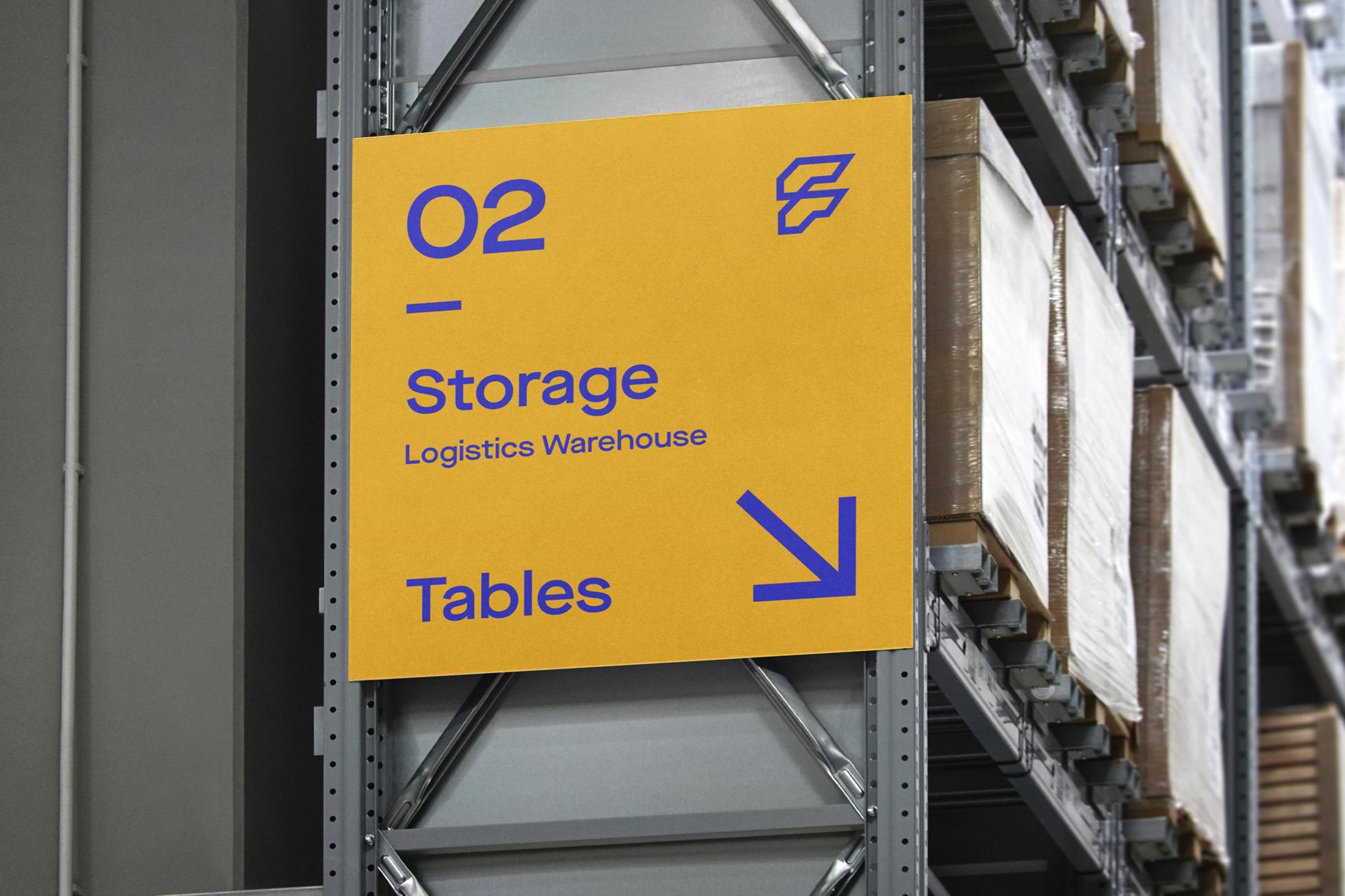 Warehouse Wayfinding Sign Mockup