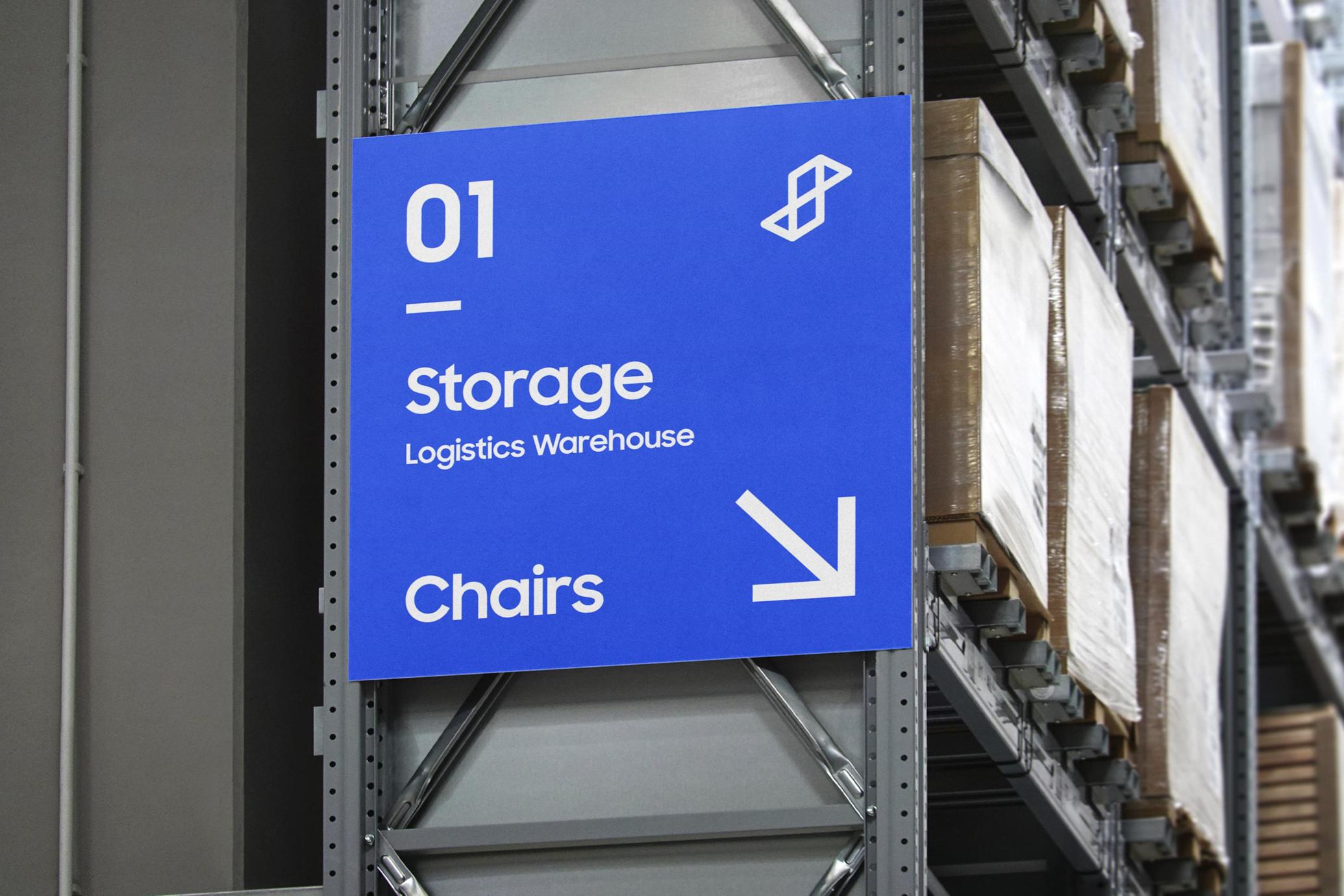 Warehouse Wayfinding Sign Mockup