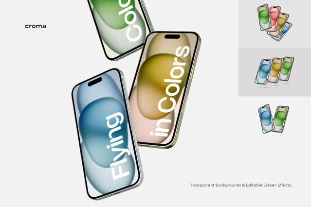 Flying iPhone Mockup Set