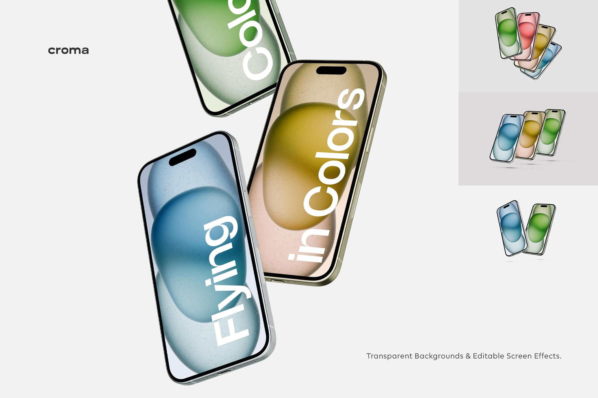 Flying iPhone Mockup Set