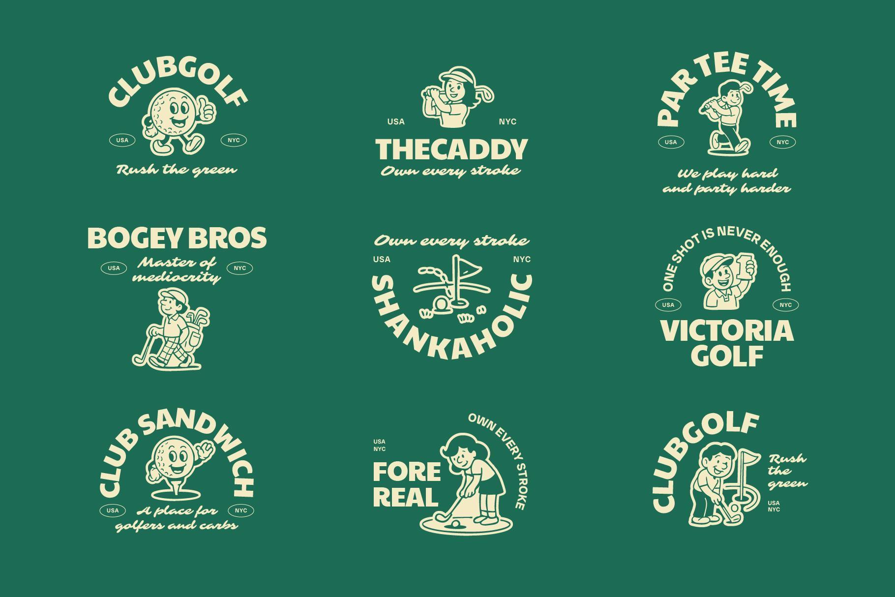 Retro Golf Mascot Illustrations