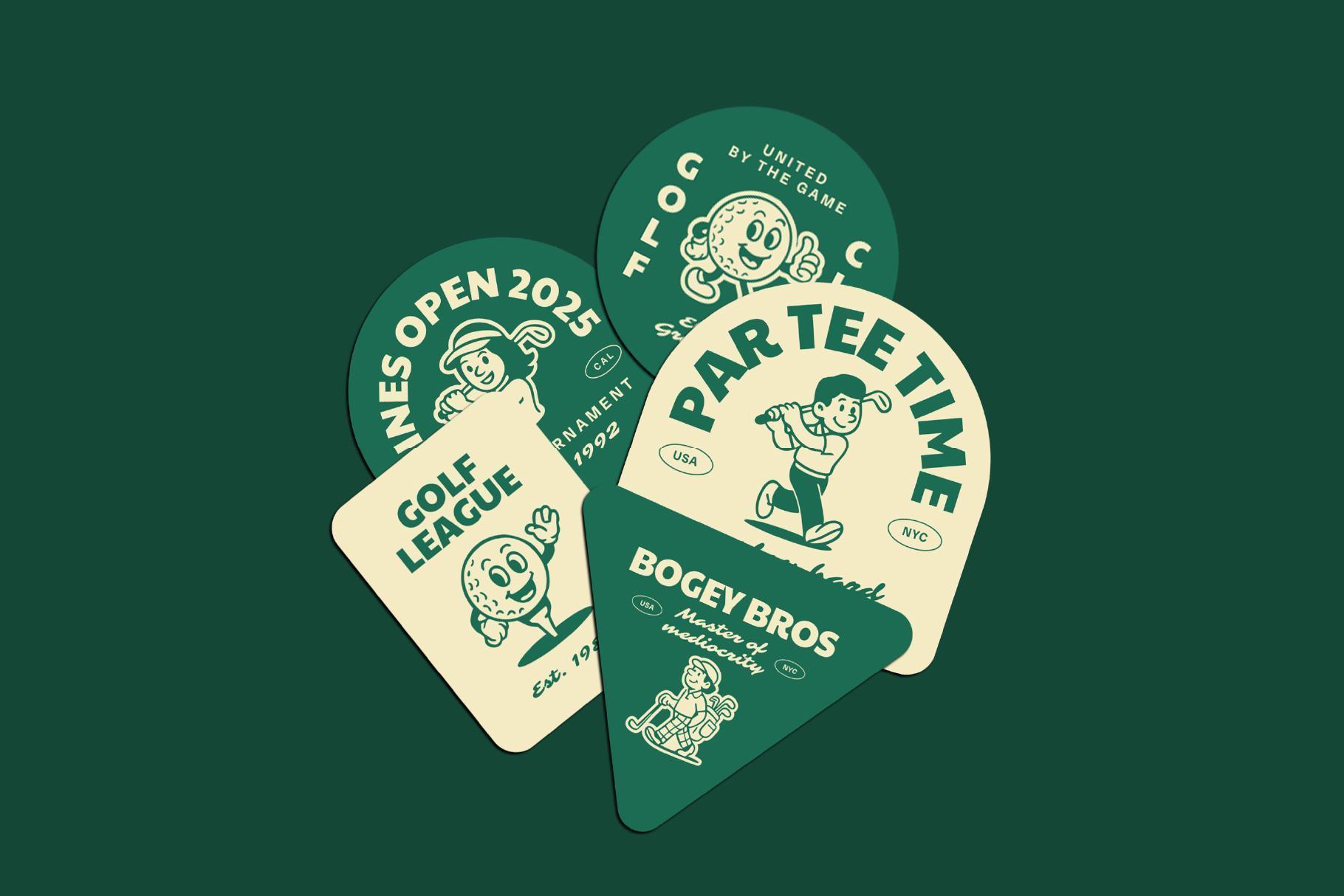 Retro Golf Mascot Illustrations