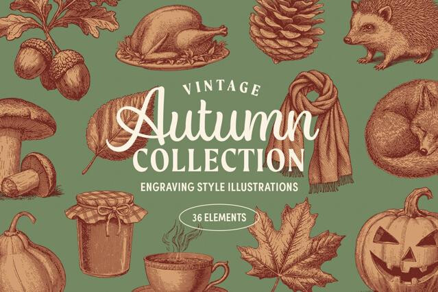 Vintage Autumn Illustrations