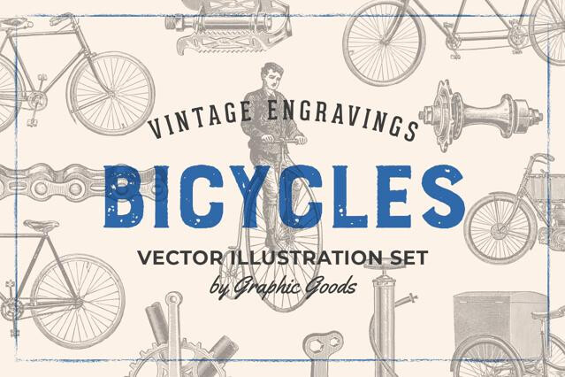 Bicycles Vintage Illustration Set